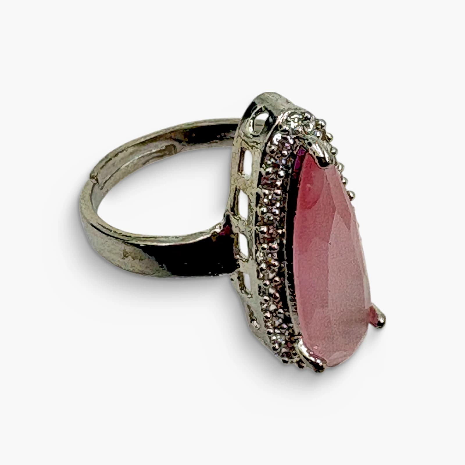 Pink Teardrop AD Adjustable Ring