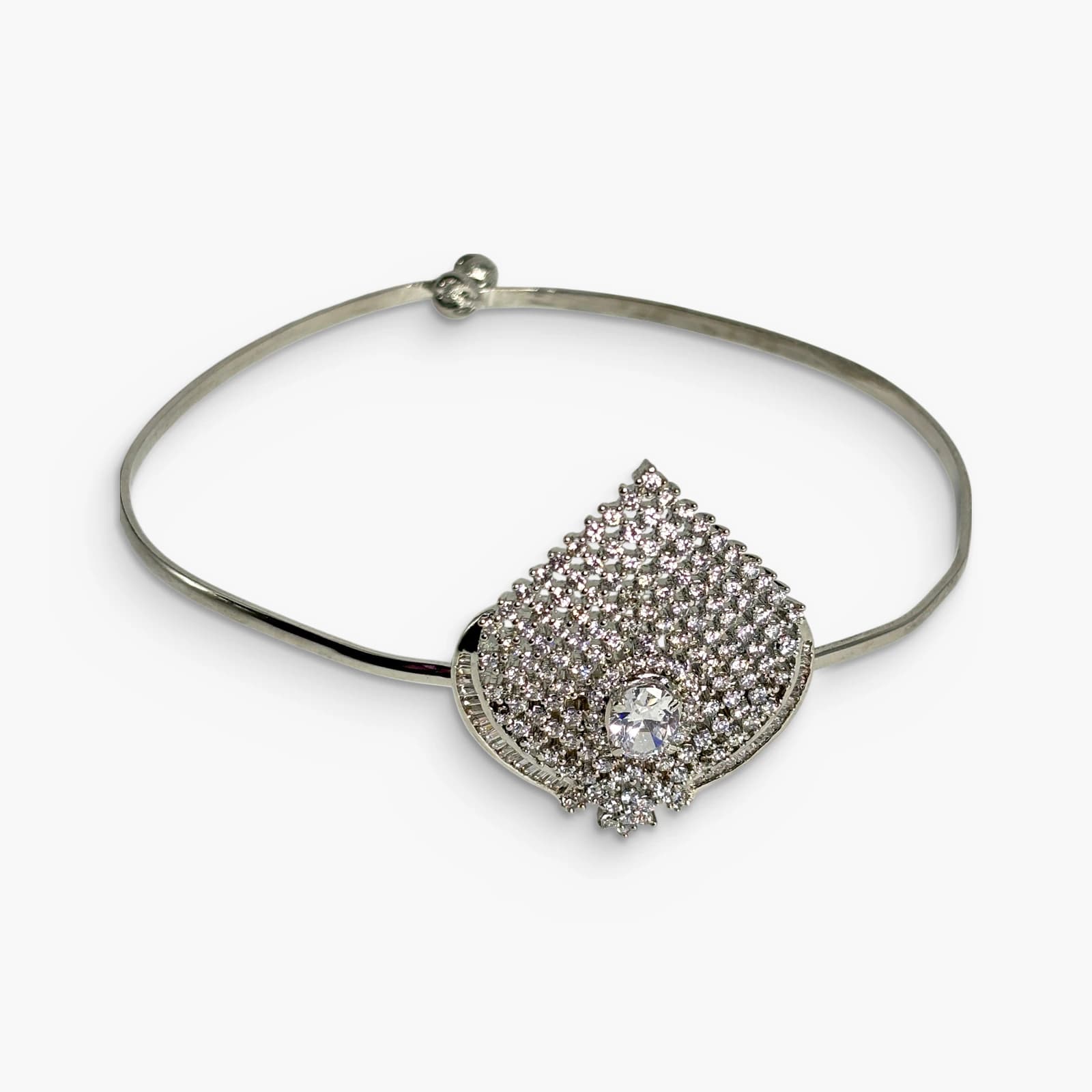 AD Stone Silver-Toned Baajubandh
